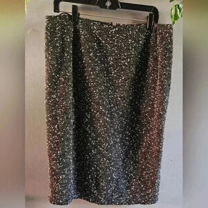Albert Nipon Wool/Nylon Blend Black & White Skirt Women (14)